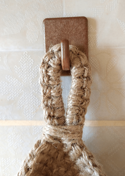 Hanging jute basket for kitchen storage