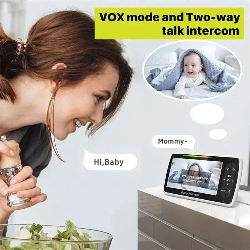 5-inch video baby monitor with pan, tilt, and zoom camera