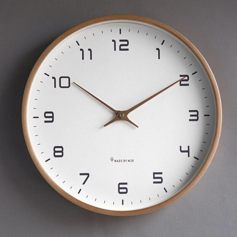 Silent Wooden Wall Clock with Scandinavian Design