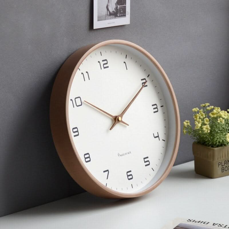 Silent Wooden Wall Clock with Scandinavian Design