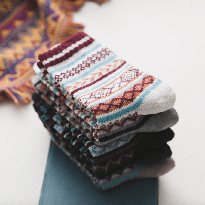 Unisex Wool & Cotton Blend with Scandinavian Patterns