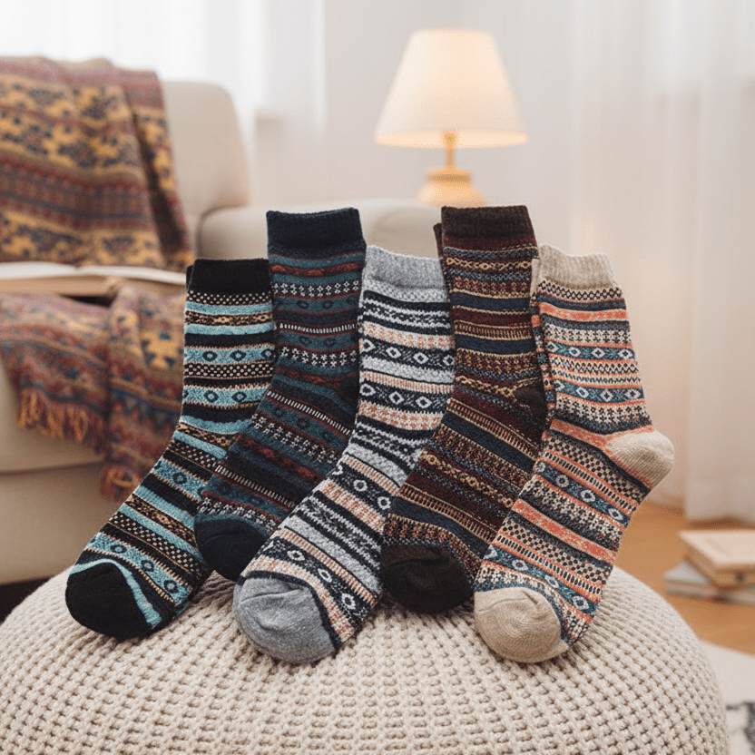 Unisex Wool & Cotton Blend with Scandinavian Patterns