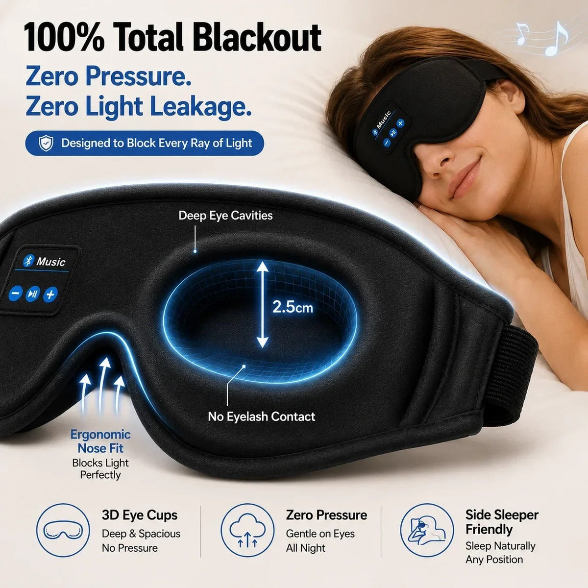 Bluetooth Sleep Mask with Built-in Headphones