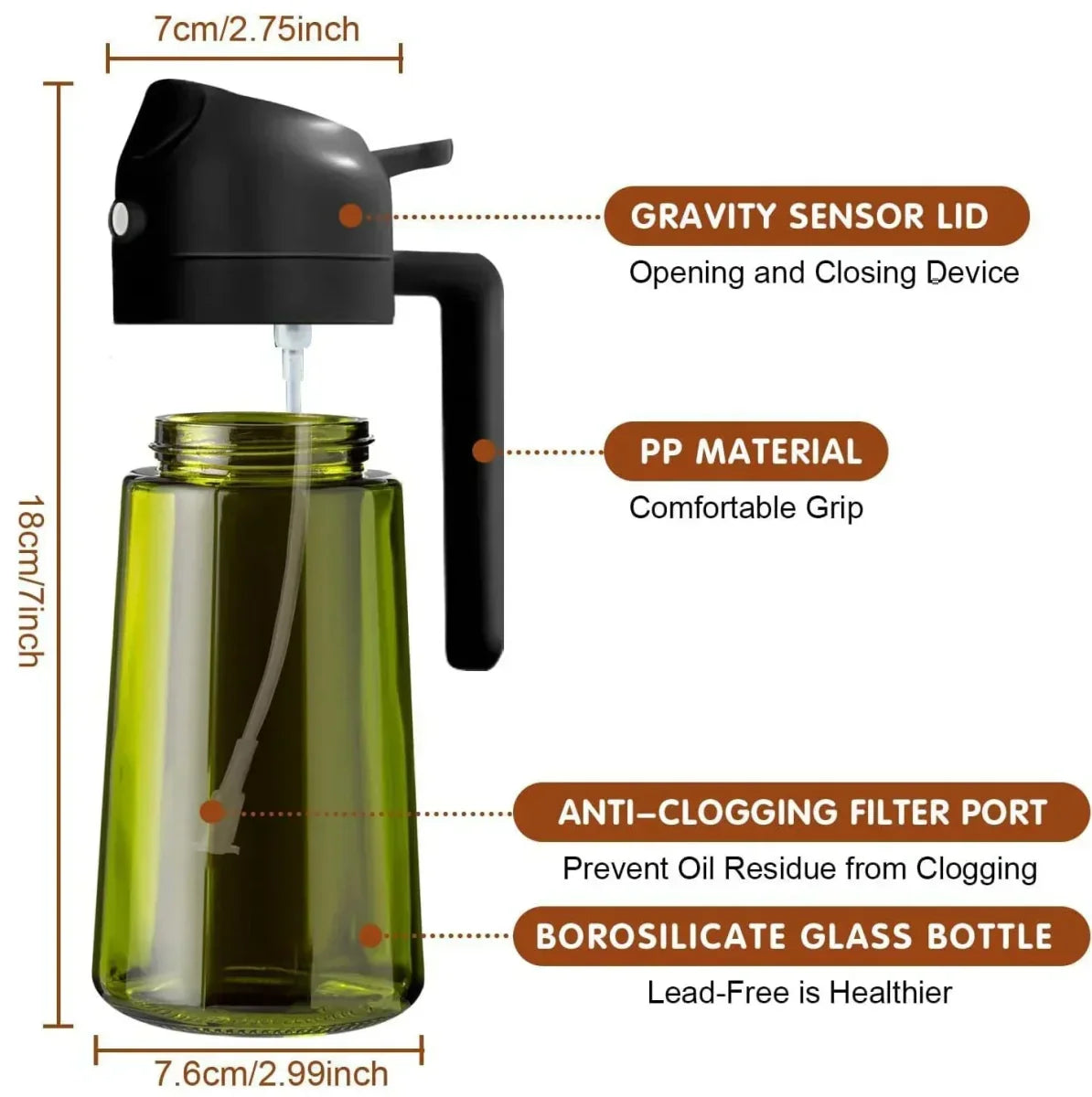 Healthy Cooking Oil Sprayer with Dark Glass Design