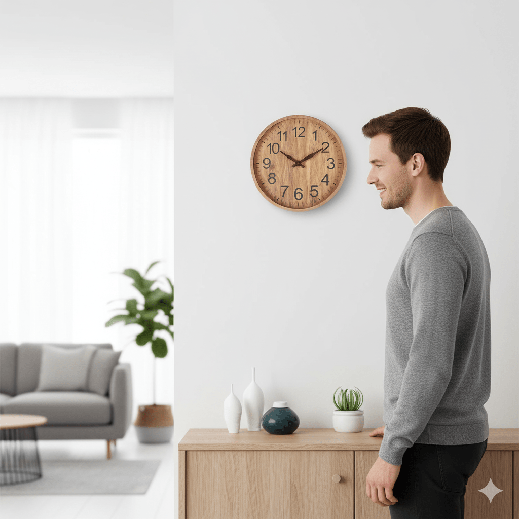 Silent Wooden Wall Clock with Natural Charm