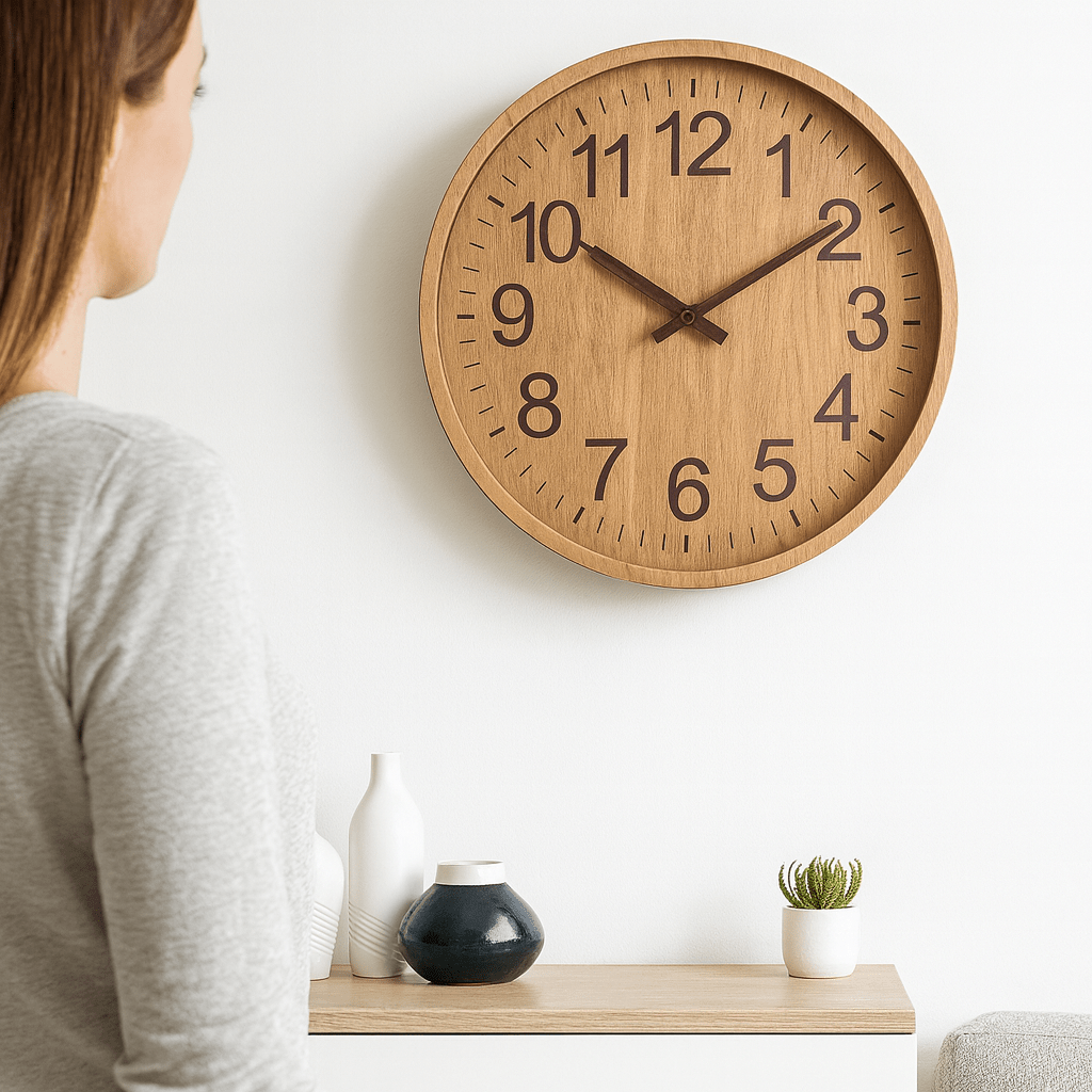 Silent Wooden Wall Clock with Natural Charm