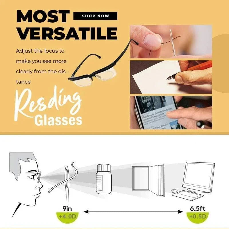 Adjustable Focus Reading Glasses for Clear Vision
