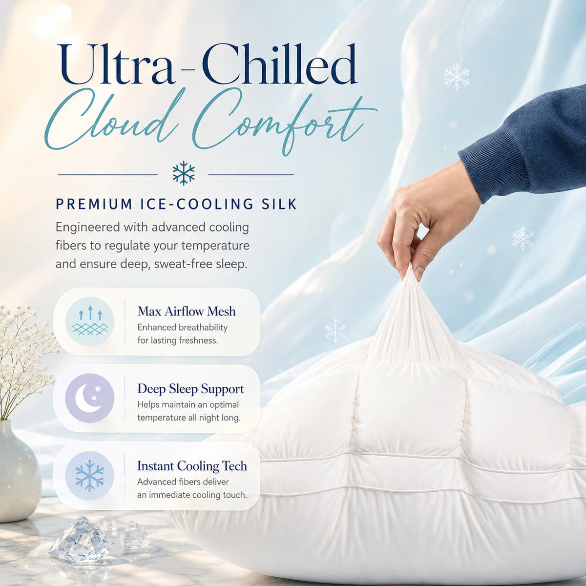 Cooling Ice Silk Grid Pillow