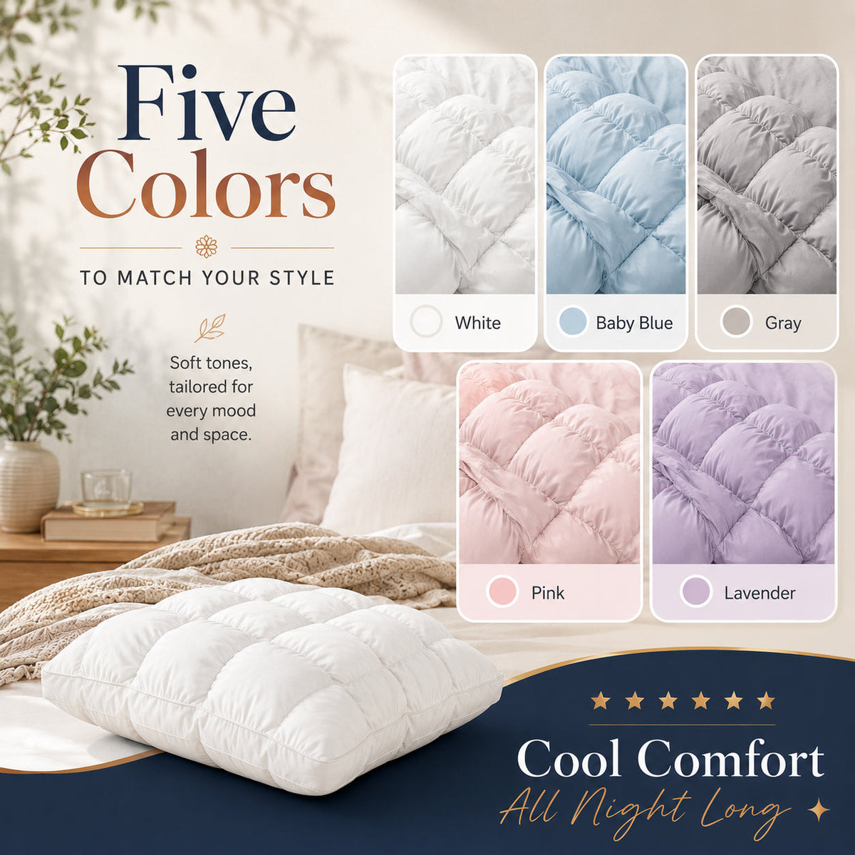 Cooling Ice Silk Grid Pillow