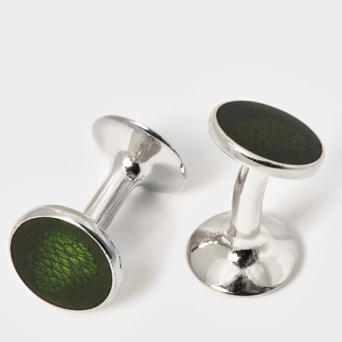SUPPLIED BY TOM - Olive Pinecone Cufflinks in Sterling Silver