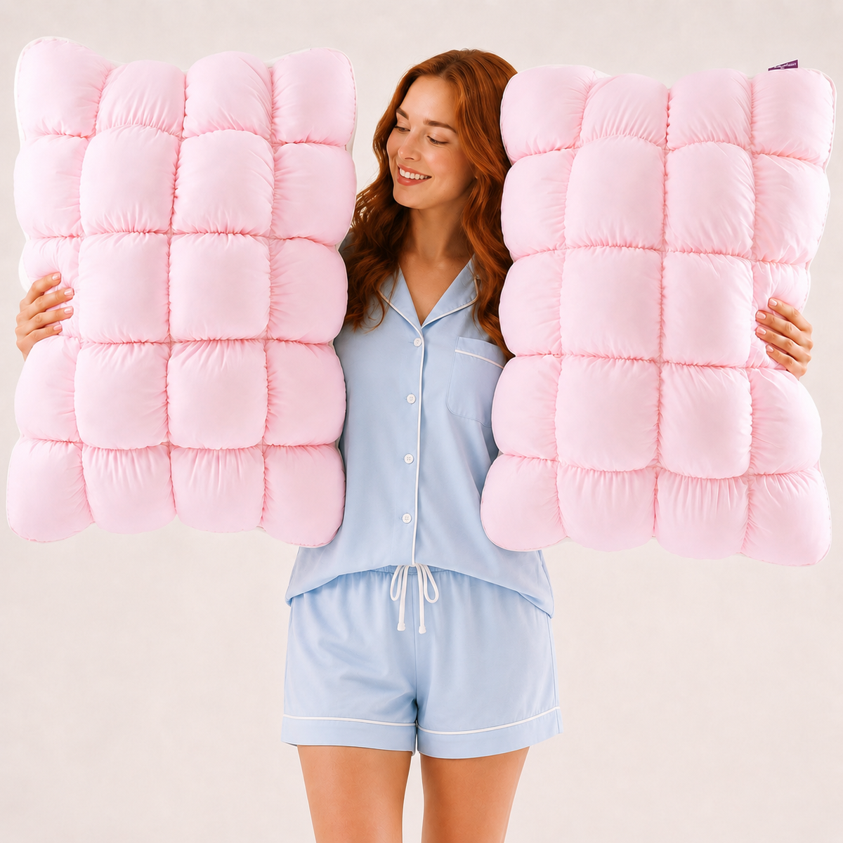 Cooling Ice Silk Grid Pillow