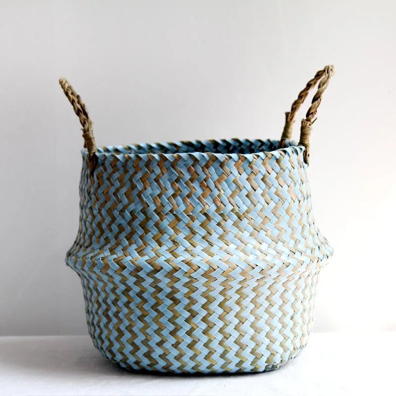 Boho Handmade Wicker Basket Collapsible Flower Pot Organizer