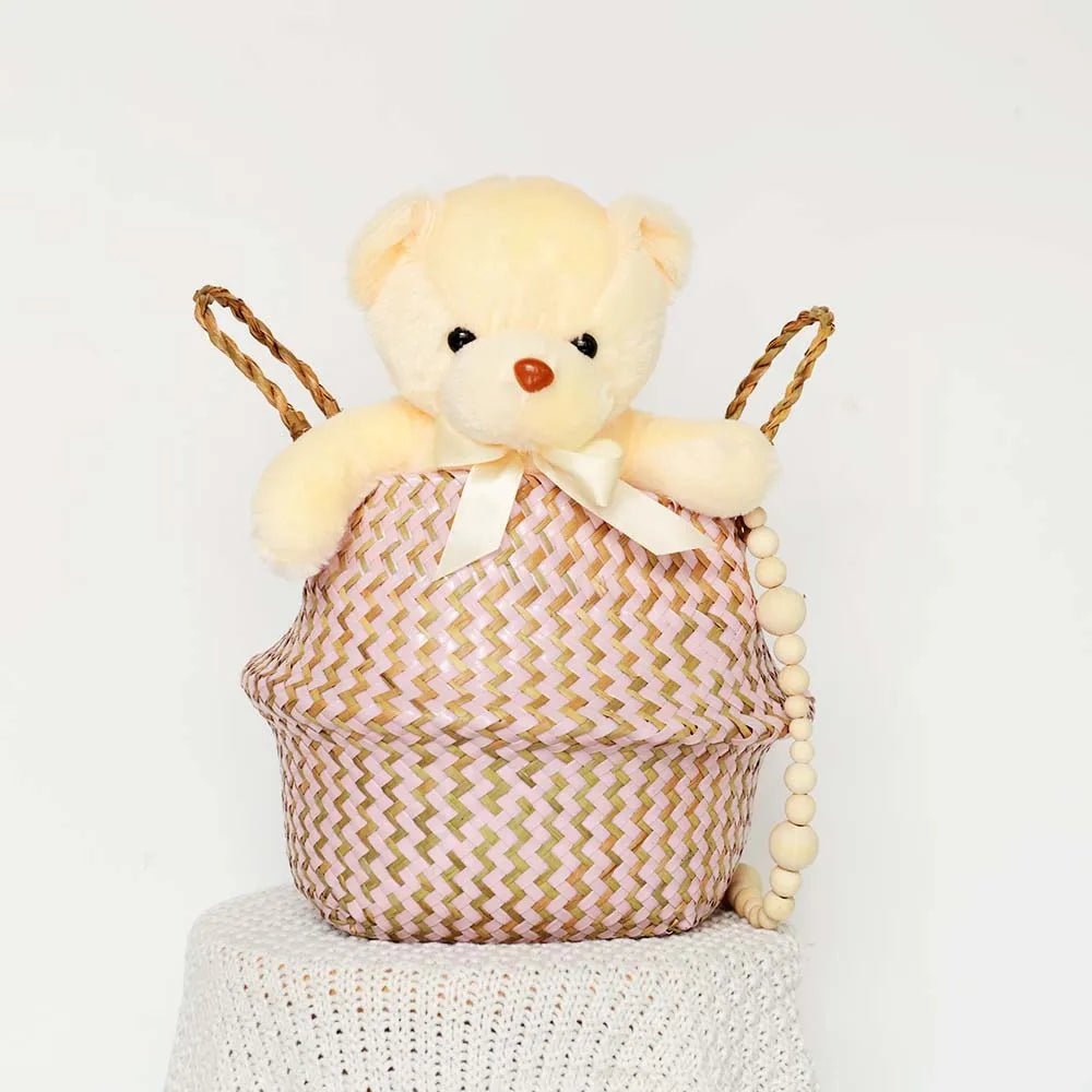 Boho Handmade Wicker Basket Collapsible Flower Pot Organizer