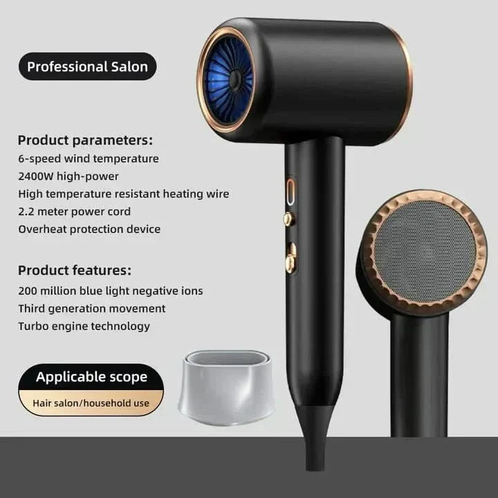 2400W Ionic Hair Dryer for Fast, Frizz-Free & Shiny Styling