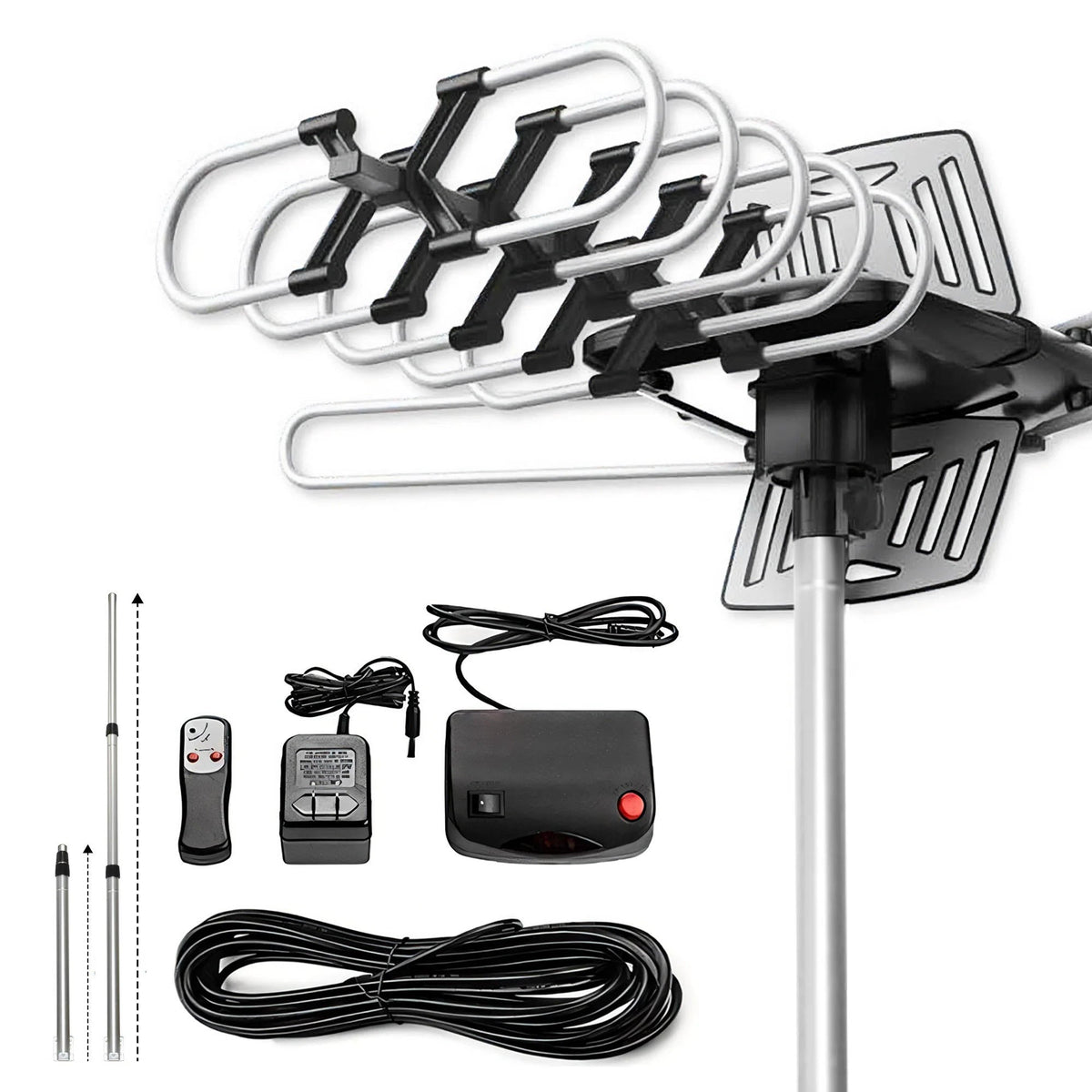 Long Distance Digital Outdoor HD TV Antenna with Full 360 Directional Motor Free HD Channels