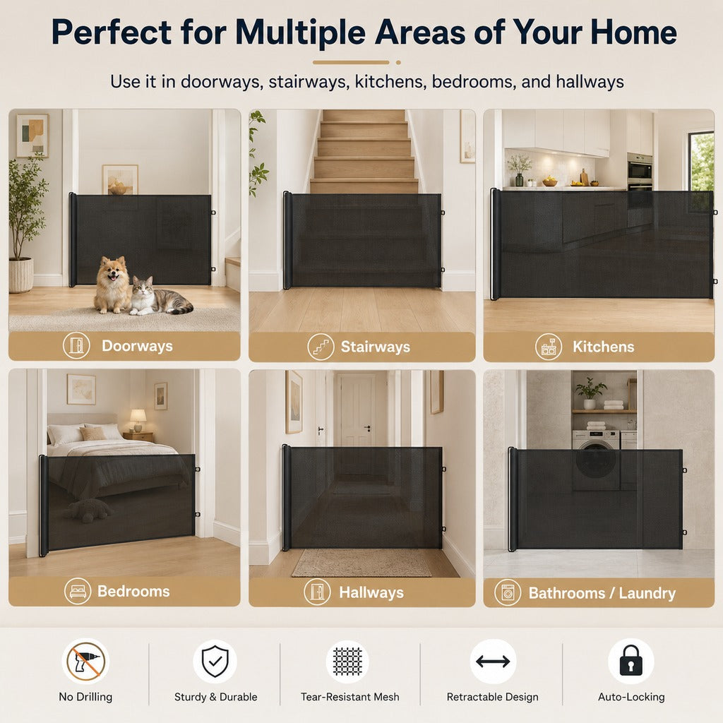 No-Drill Retractable Pet Gate