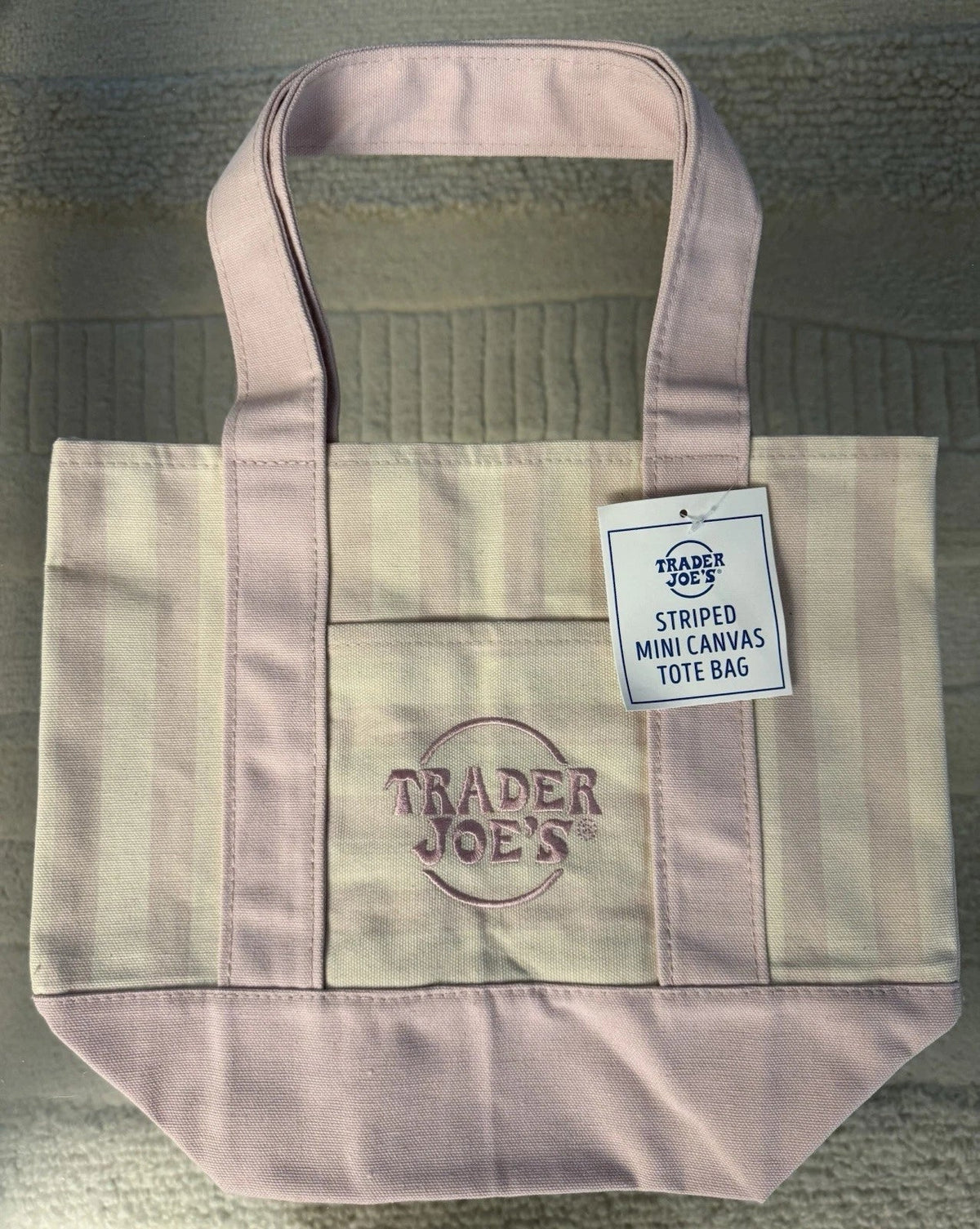 Striped Canvas Mini Tote Bags, Set of 4