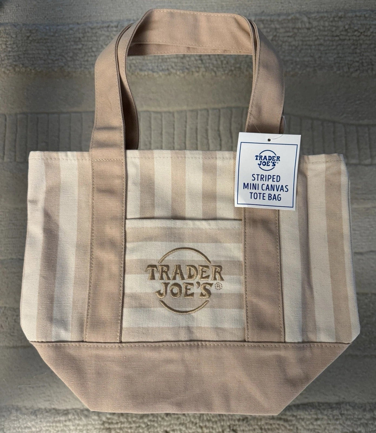 Striped Canvas Mini Tote Bags, Set of 4