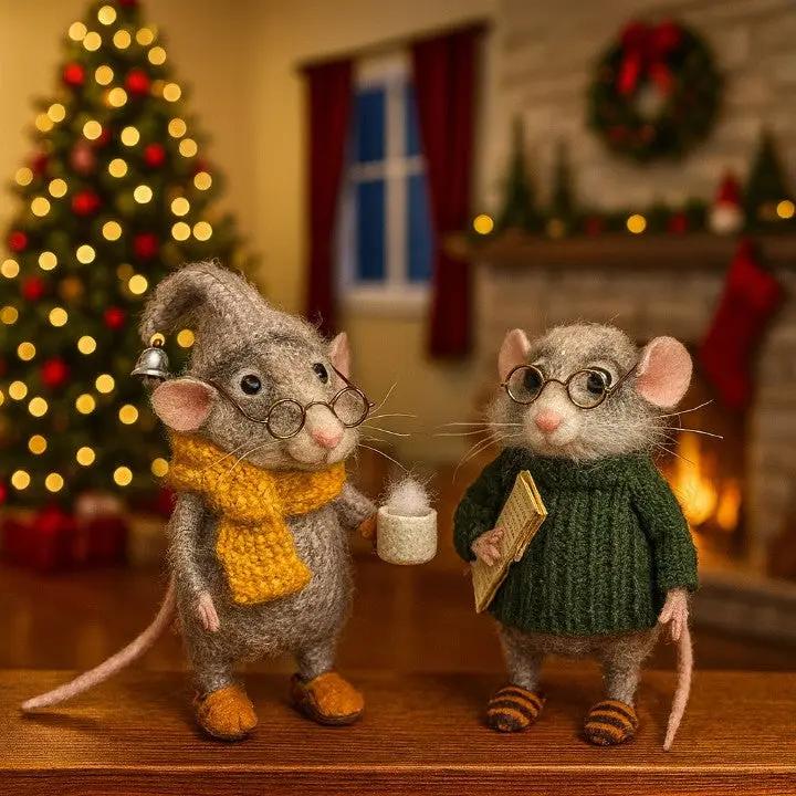 Handmade Felt Mouse Ornaments for Cozy Home Decor