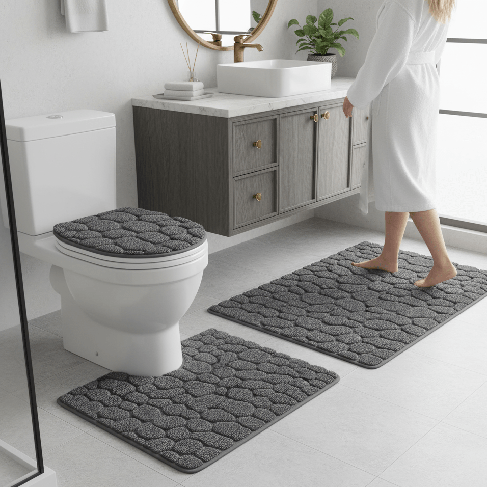 3-Piece Non-Slip Bathroom Mat Set with Comfort & Style