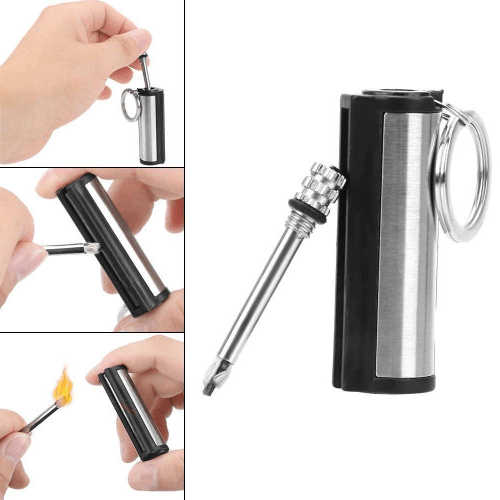 Durable Waterproof Metal Fire Starter Keychain for Camping