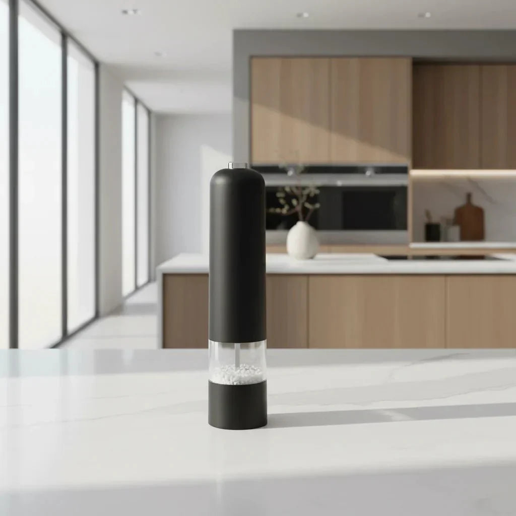 Electric Salt and Pepper Grinder Set with One-Handed Operation and Built-In Light
