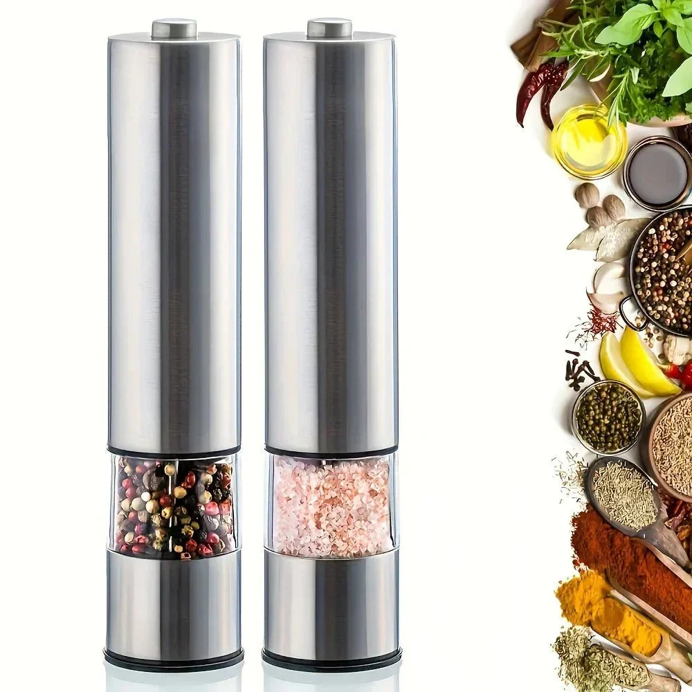 Electric Salt and Pepper Grinder Set with One-Handed Operation and Built-In Light