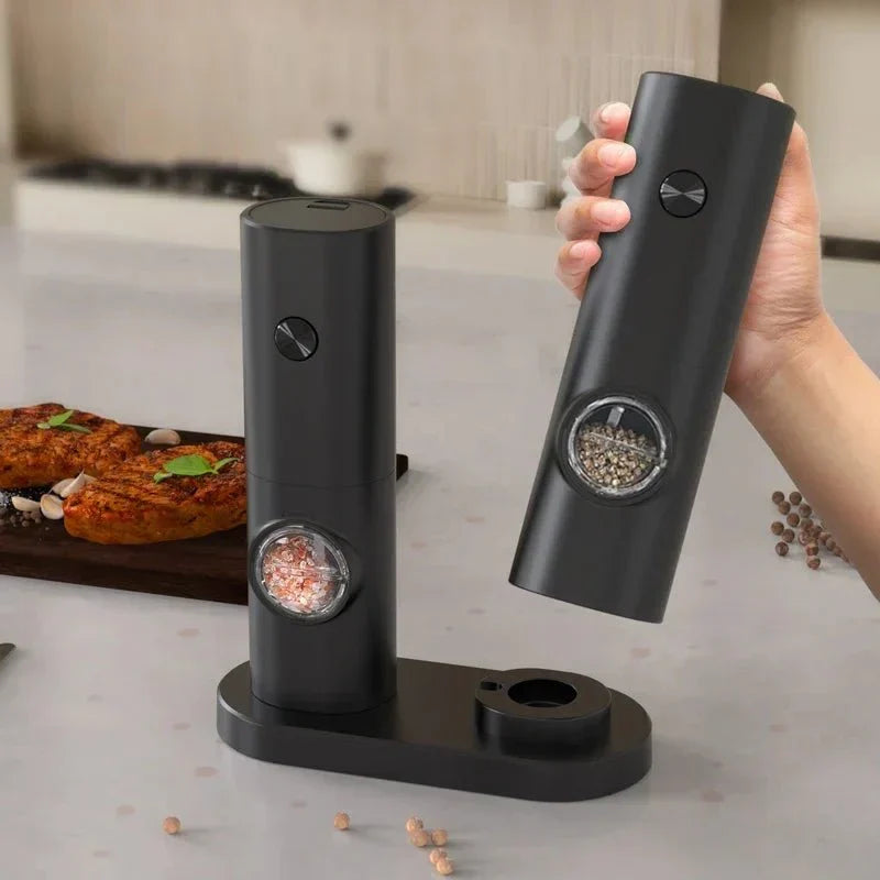 Electric Salt and Pepper Grinder Set with Adjustable Coarseness