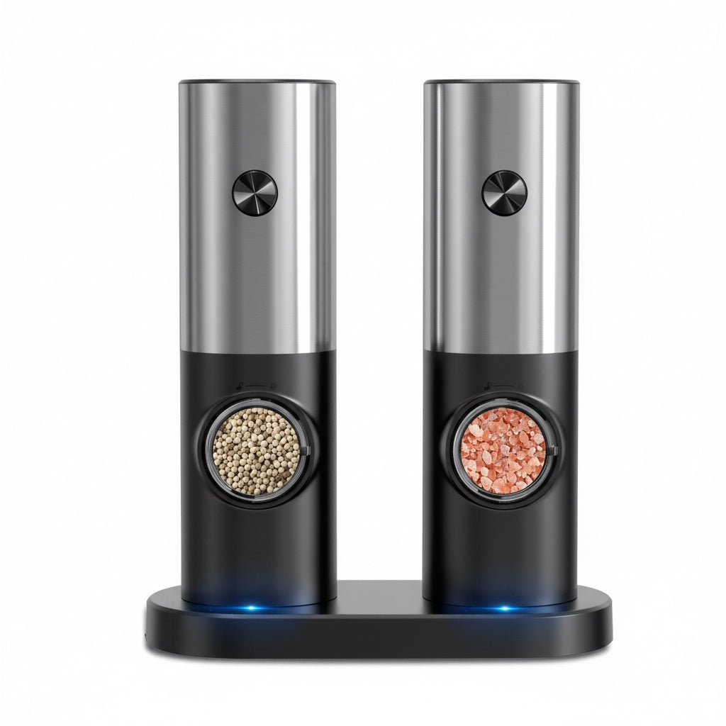 Electric Salt and Pepper Grinder Set with Adjustable Coarseness