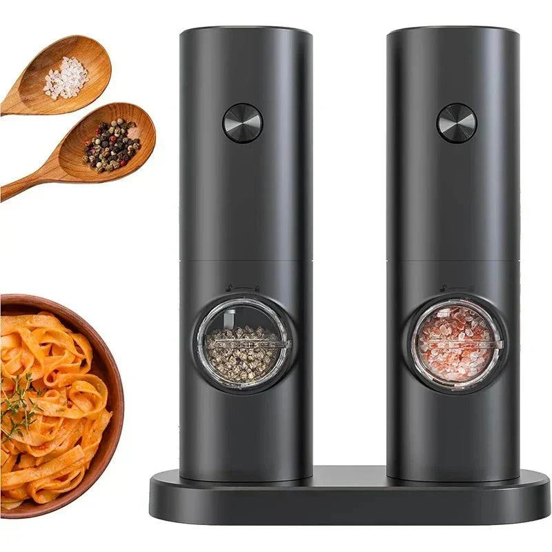 Electric Salt and Pepper Grinder Set with Adjustable Coarseness