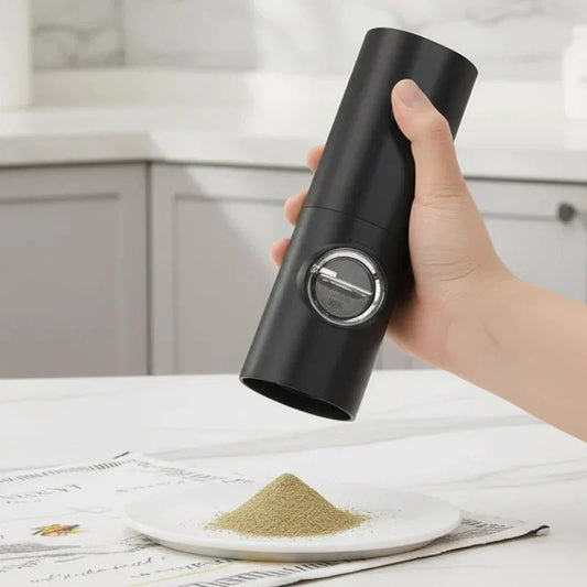 Electric Salt and Pepper Grinder Set with LED Light and Adjustable Thickness