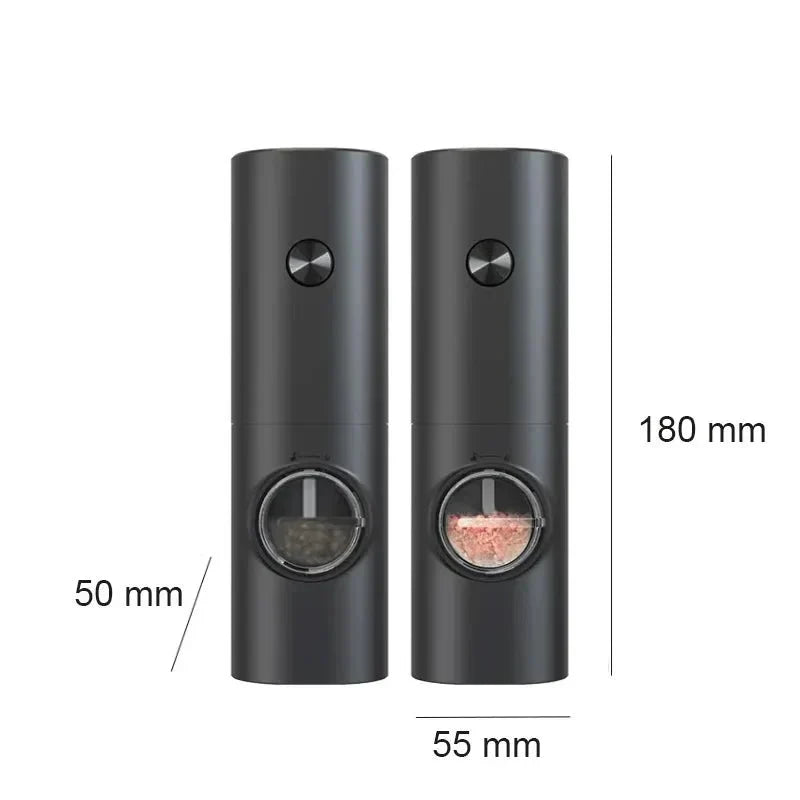 Electric Salt and Pepper Grinder Set with LED Light and Adjustable Thickness