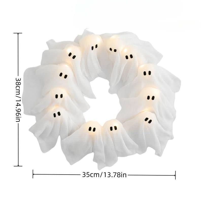 LED Ghost Wreath with 12 Illuminated Spirits
