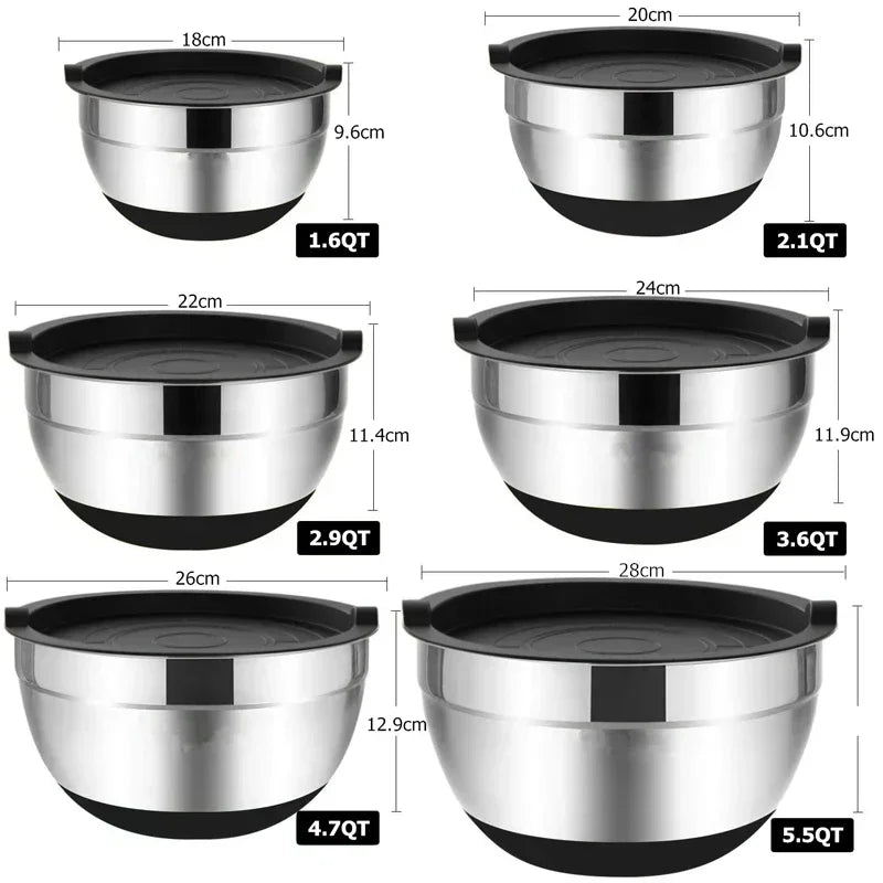 Stainless Steel Mixing Bowl with Non-Slip Silicone Bottoms