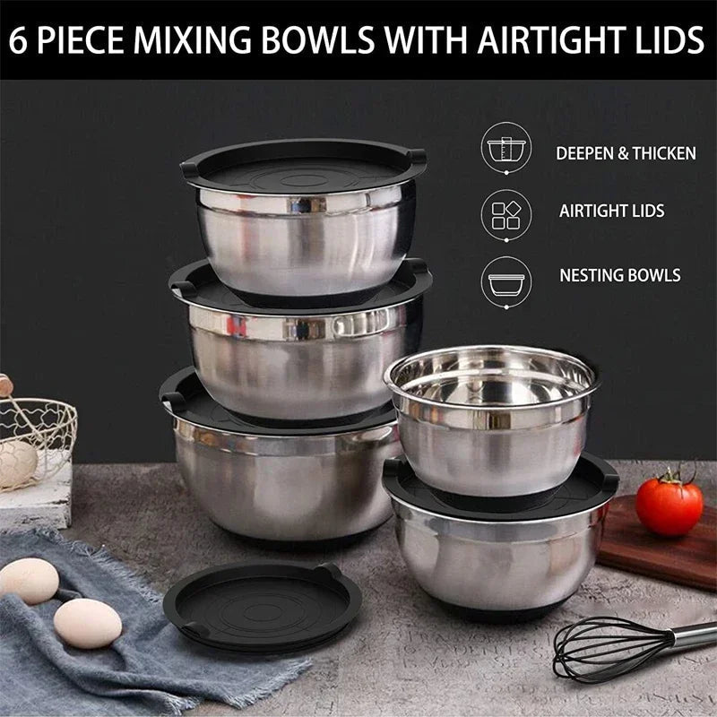Stainless Steel Mixing Bowl with Non-Slip Silicone Bottoms