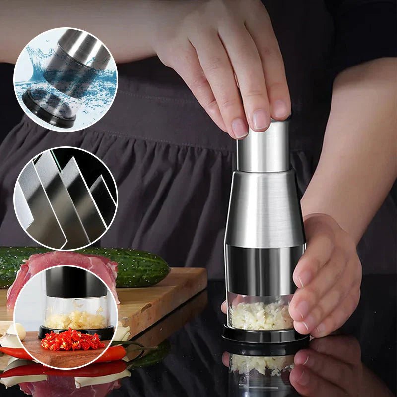 Compact Garlic Chopper Featuring Durable Steel Cutting Blades