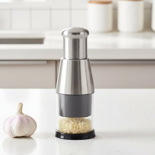 Compact Garlic Chopper Featuring Durable Steel Cutting Blades