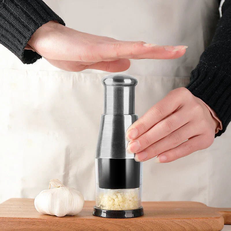 Compact Garlic Chopper Featuring Durable Steel Cutting Blades