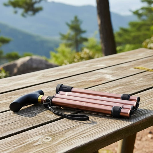 Compact Telescopic Folding Walking Stick for Controlled Hiking Support