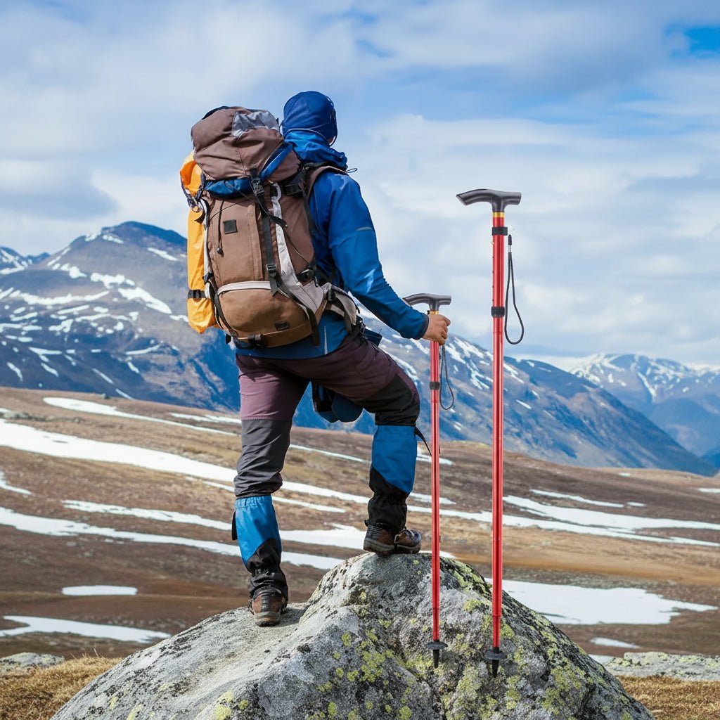 Compact Telescopic Folding Walking Stick for Controlled Hiking Support