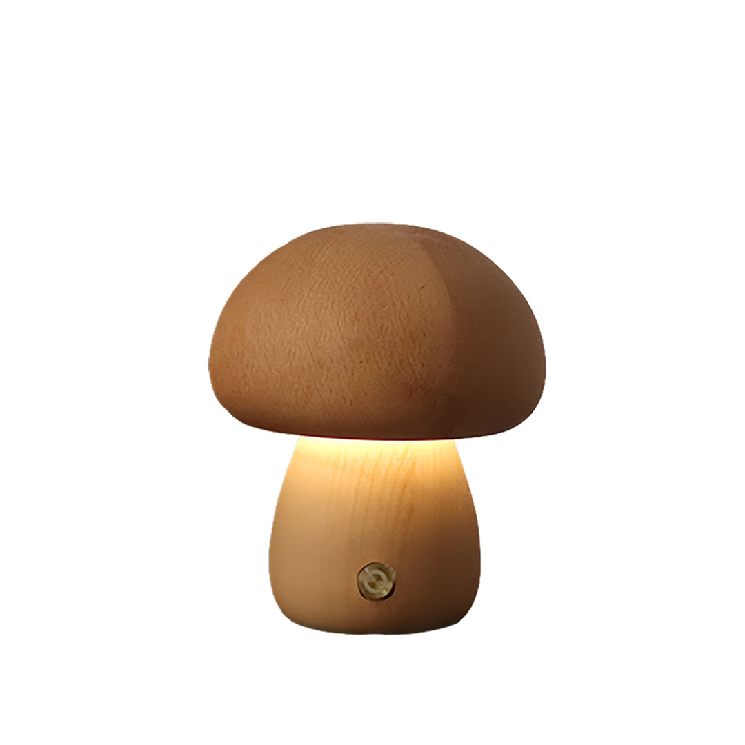 Beech Wood Mushroom Cordless LED Table Lamp