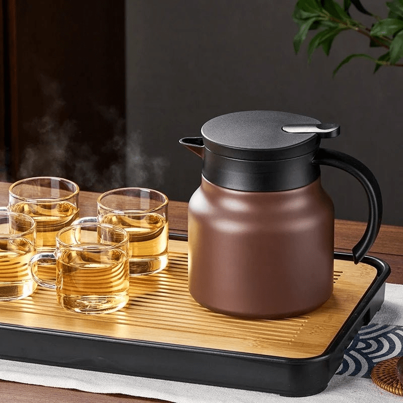 Insulated Teapot with Stainless Steel & Ceramic Strainer for Hot or Cold Tea