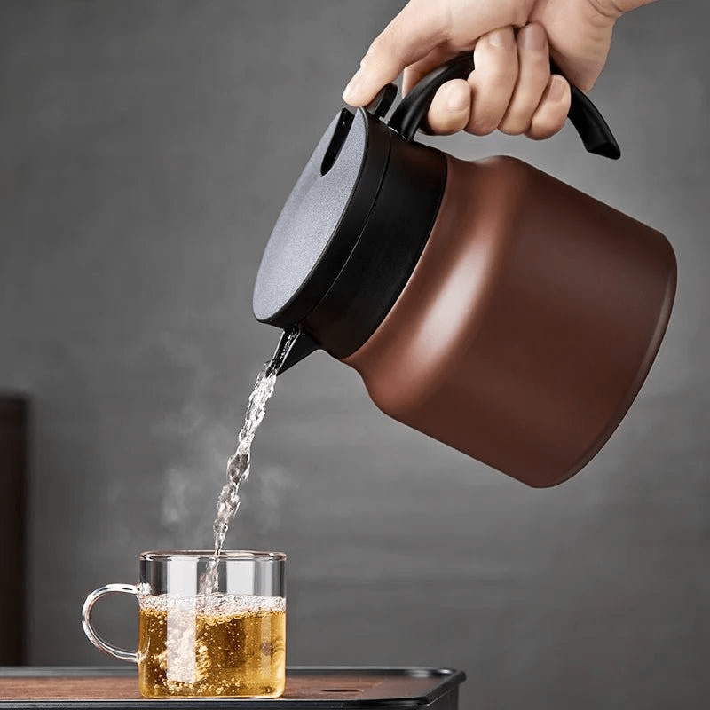 Insulated Teapot with Stainless Steel & Ceramic Strainer for Hot or Cold Tea