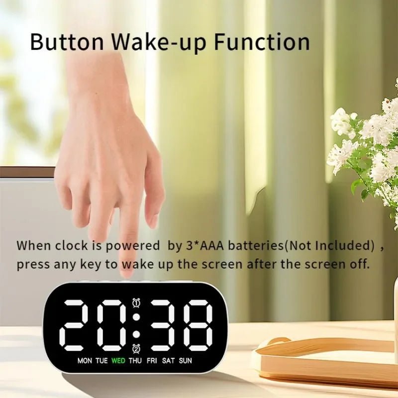 LED Digital Alarm Clock with Dual Alarm & Temperature Display