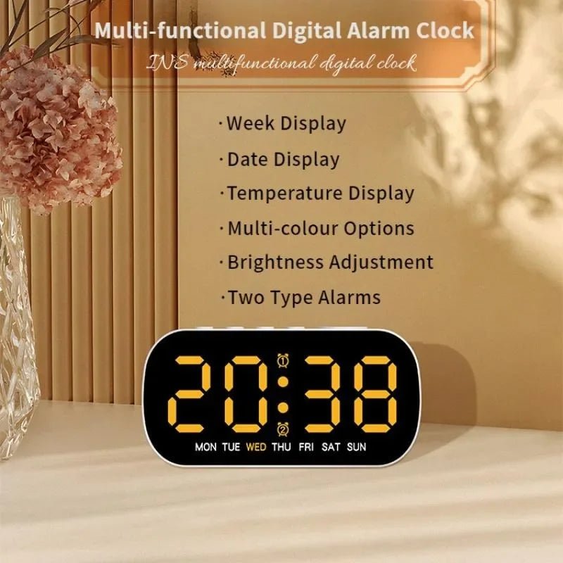 LED Digital Alarm Clock with Dual Alarm & Temperature Display