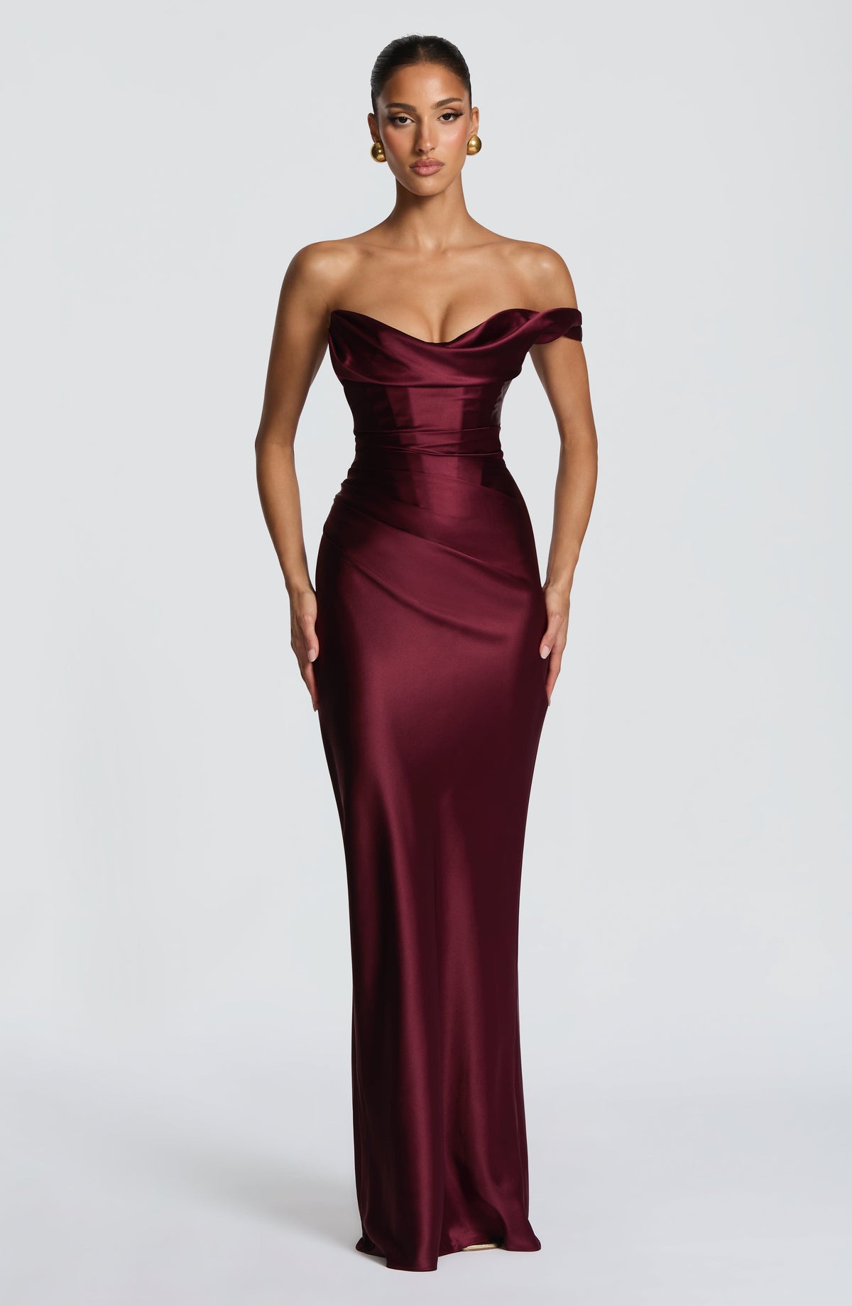 Women's Satin Cowl Neck Mermaid Maxi Dress