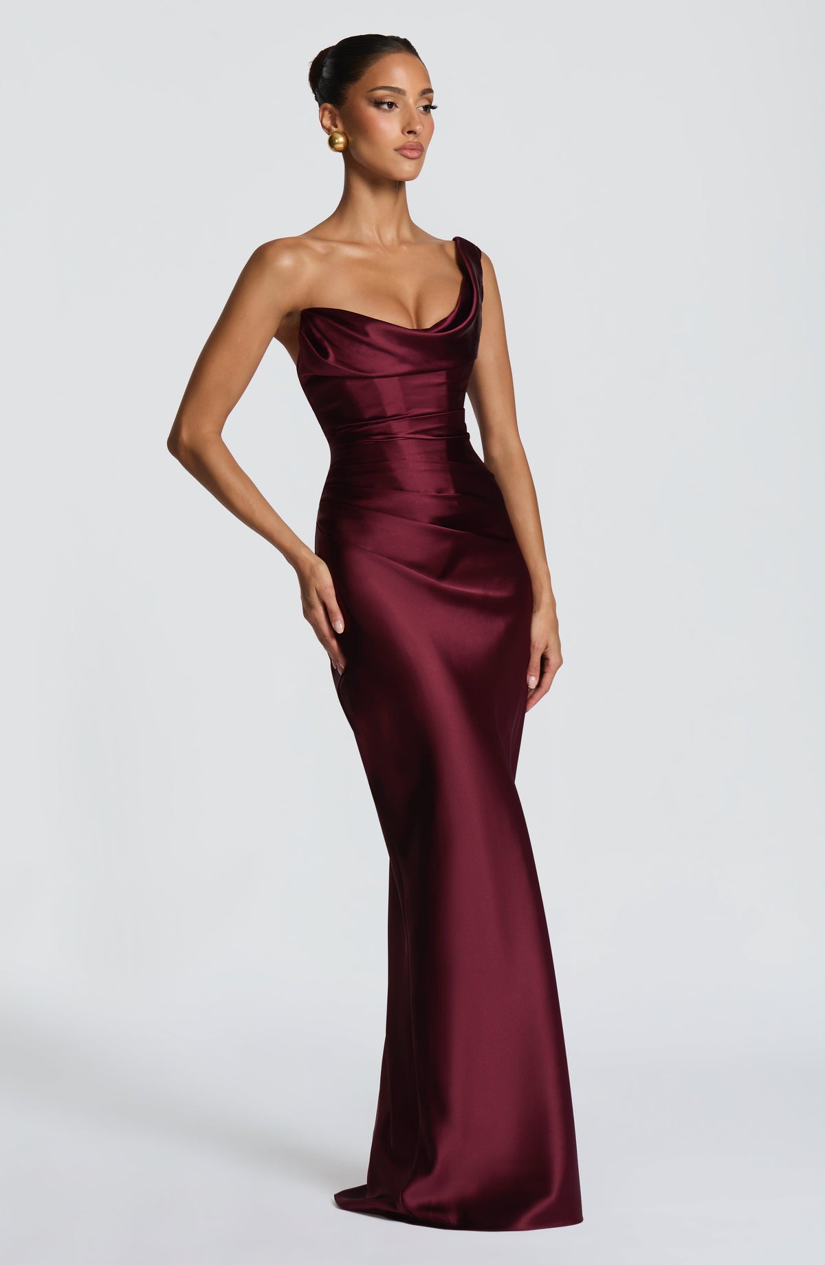 Women's Satin Cowl Neck Mermaid Maxi Dress