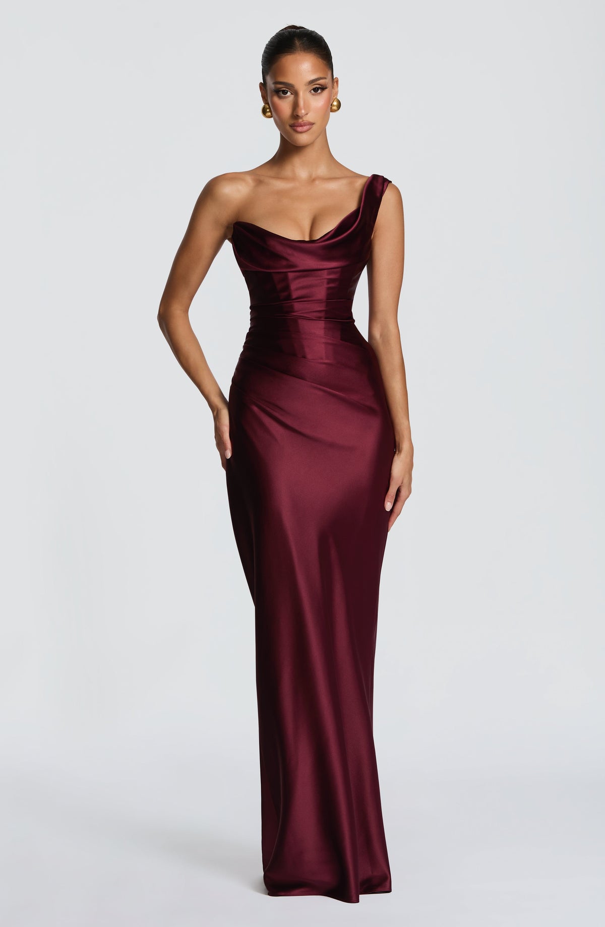 Women's Satin Cowl Neck Mermaid Maxi Dress