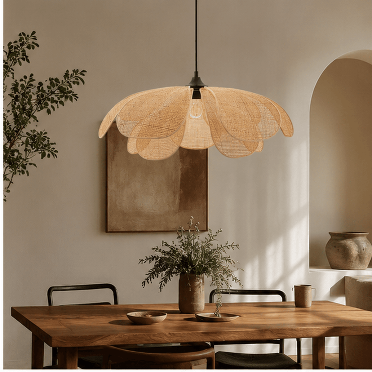 Rattan Lotus Pendant Light