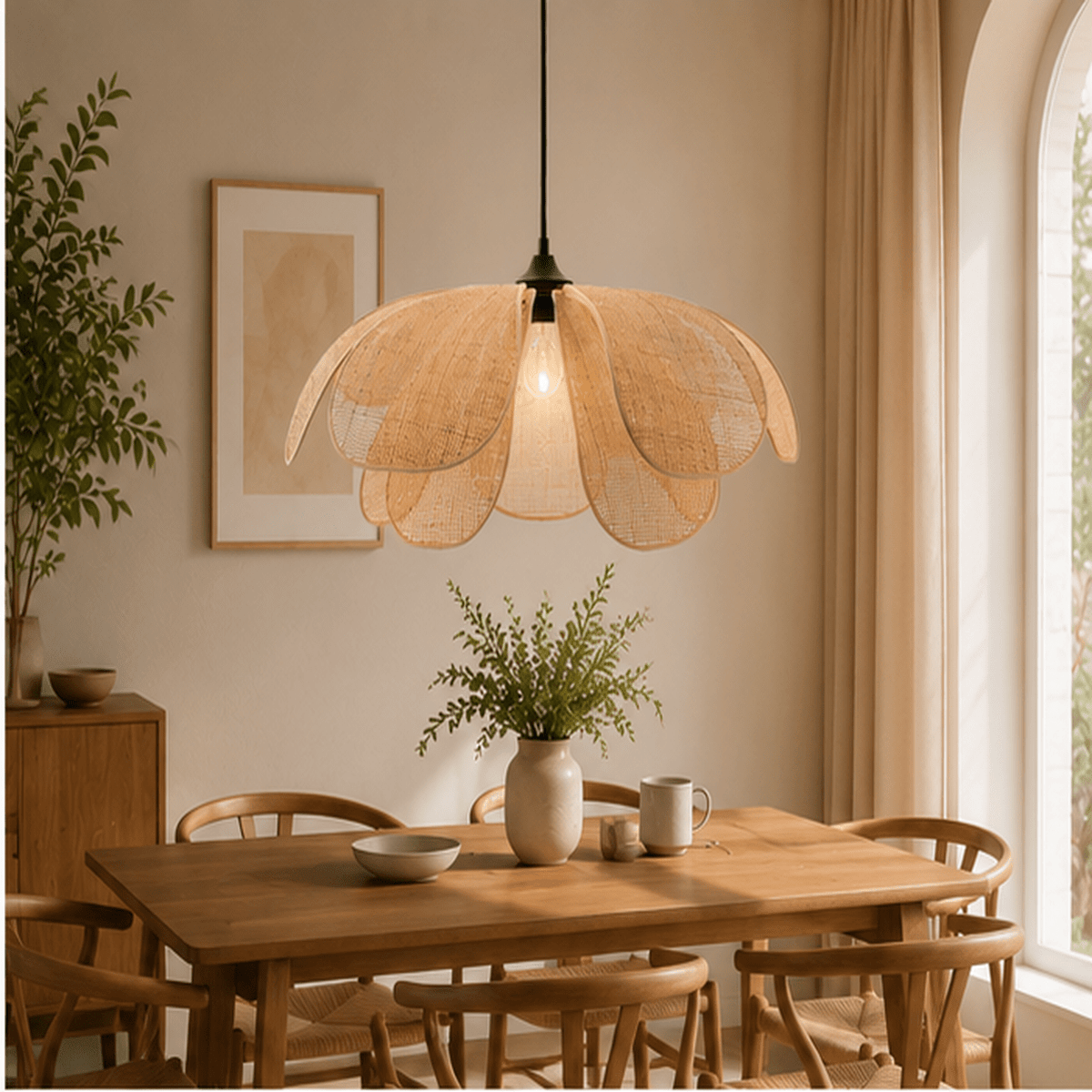Rattan Lotus Pendant Light